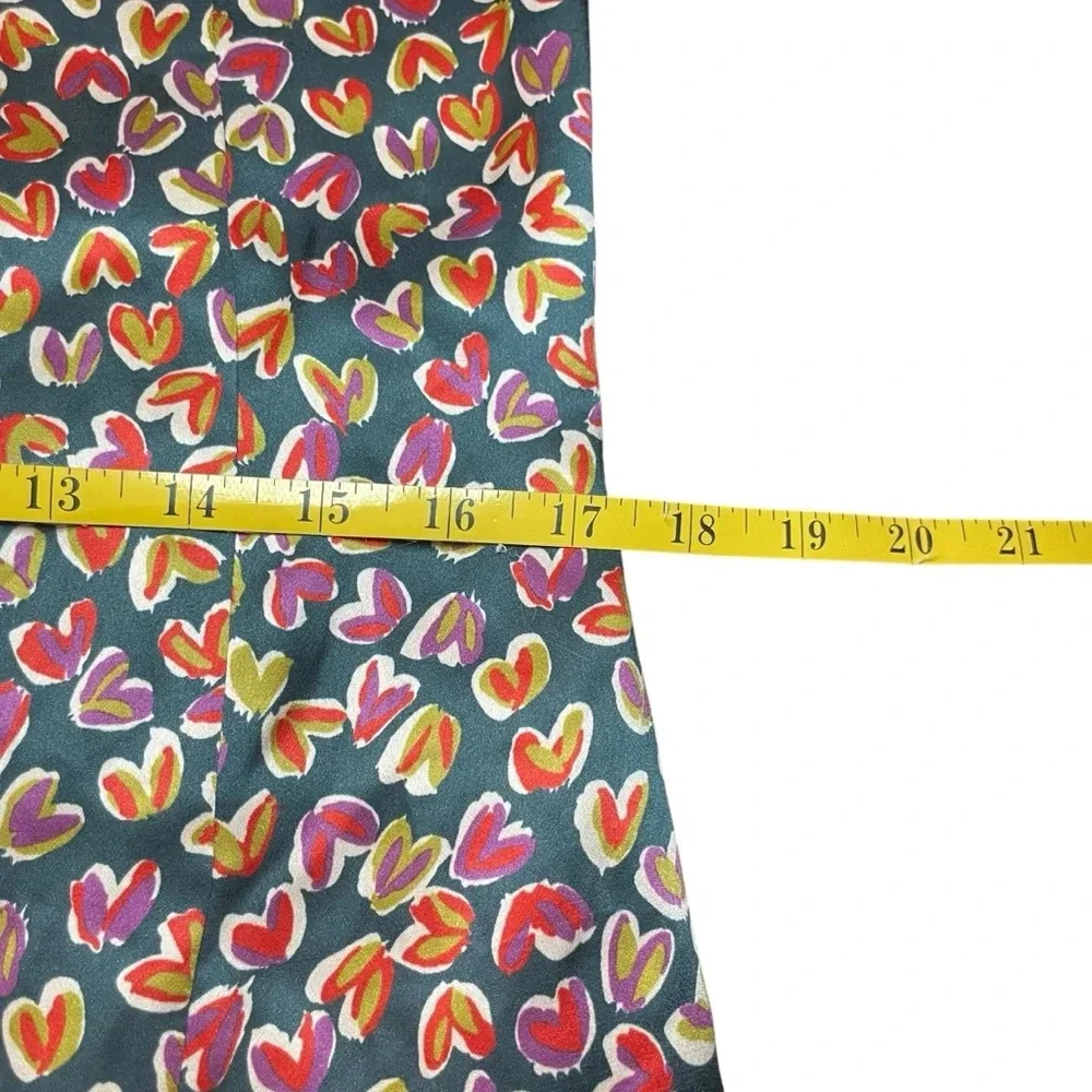 DEMA 100% Silk Hearts Floral Mixed Print Sleeveless Dress Large Party Valentines